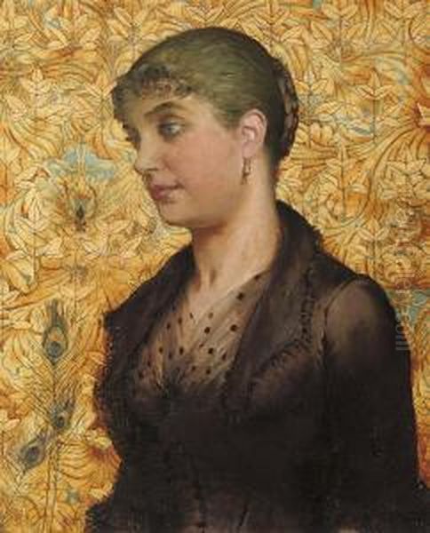 Portrait Of A Lady, Bust-length Oil Painting by Ida Verner