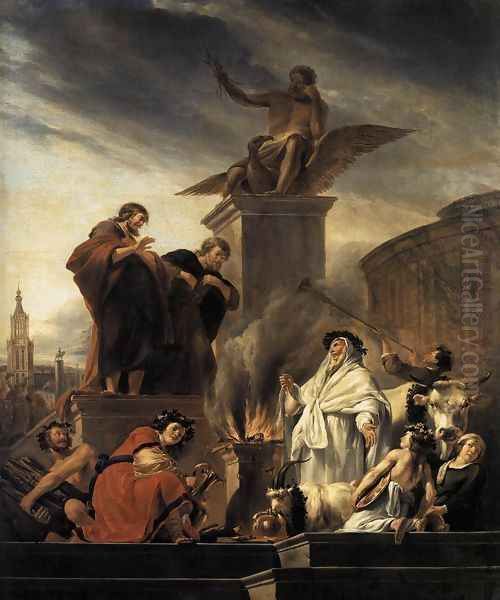 Paul and Barnabas at Lystra 1650 Oil Painting by Nicolaes Berchem