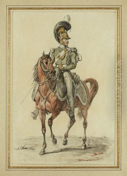 Un Chasseur De France A Cheval Oil Painting by Carle Vernet