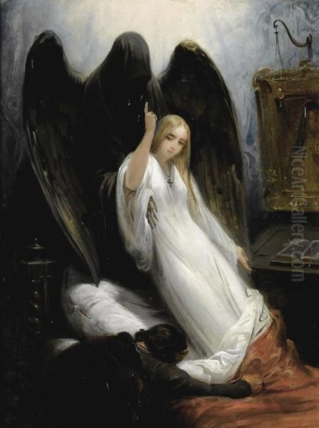 L'ange De La Mort Ou La Jeune Fille Et La Mort Oil Painting by Horace Vernet