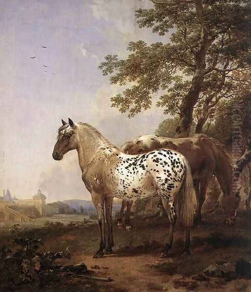 Landscape with Two Horses Oil Painting by Nicolaes Berchem