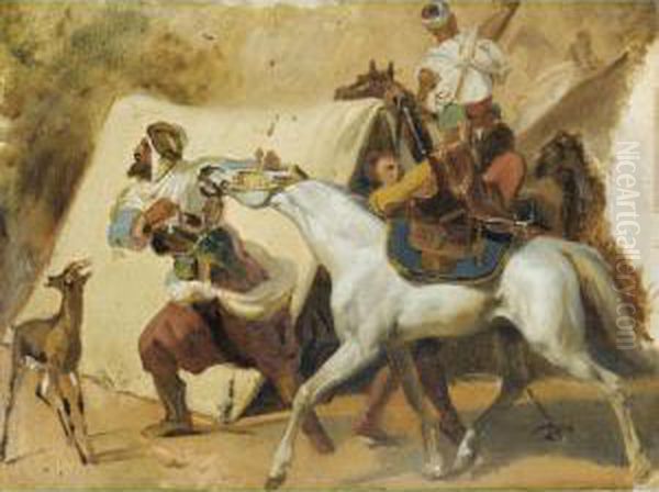 Etude Pour La Prise De La Smalah D'abd El Kader Oil Painting by Horace Vernet