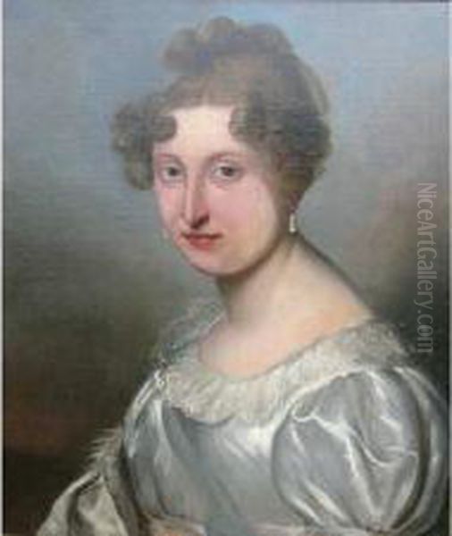 Portrait De Mme Bunier Oil Painting by Jules Vernet