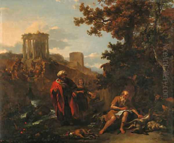 Hippocrates visiting Democritus Oil Painting by Nicolaes Berchem