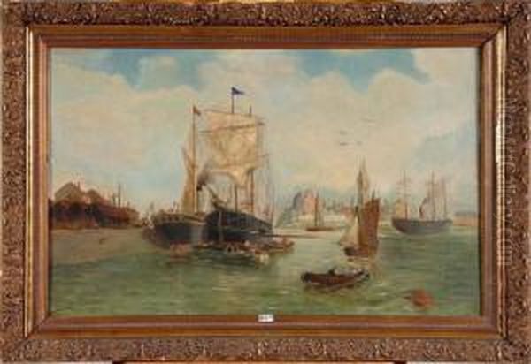 Le Port D'anvers Anime Oil Painting by Jules Vernier