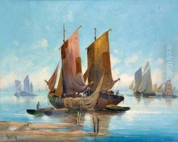 Le Retour De La Peche Oil Painting by Jules Vernier