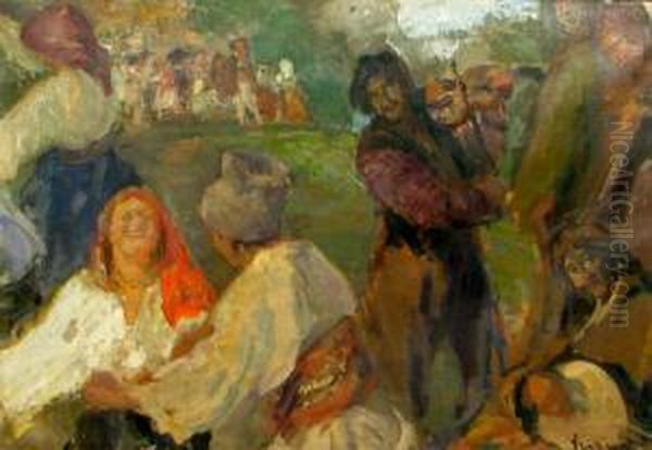 Village Party Oil Painting by Arthur Langley Vernon