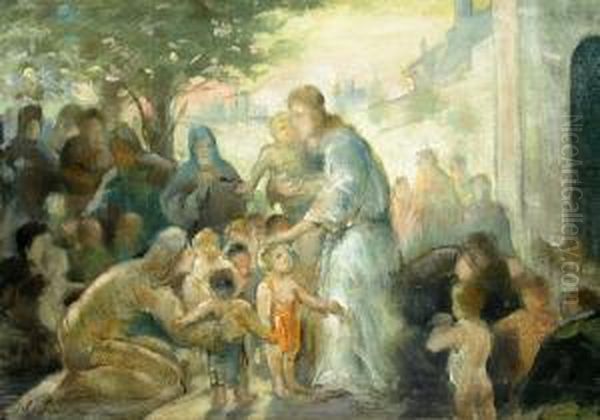 Let The Children Come To Me Oil Painting by Arthur Langley Vernon