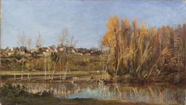 Lavandaie Presso Il Villaggio D'auversesur Oise Oil Painting by Alexandre Paul Josephe Veron