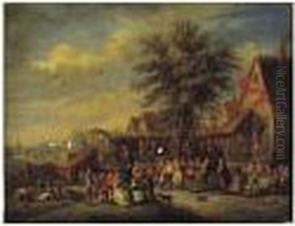 Scene De Kermesse Oil Painting by Alexandre Paul Jos. Veron Bellecourt