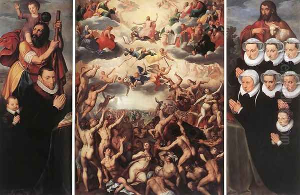 The Last Judgement c. 1580 (140 x 52 cm -each wings) Oil Painting by Jacob De Backer