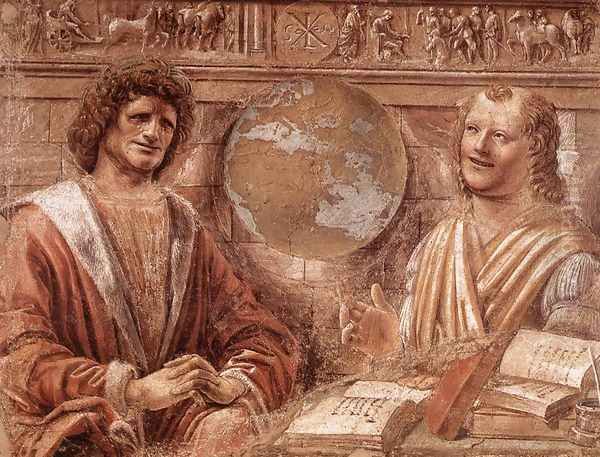 Heraclitus and Democritus 1477 Oil Painting by Donato Bramante