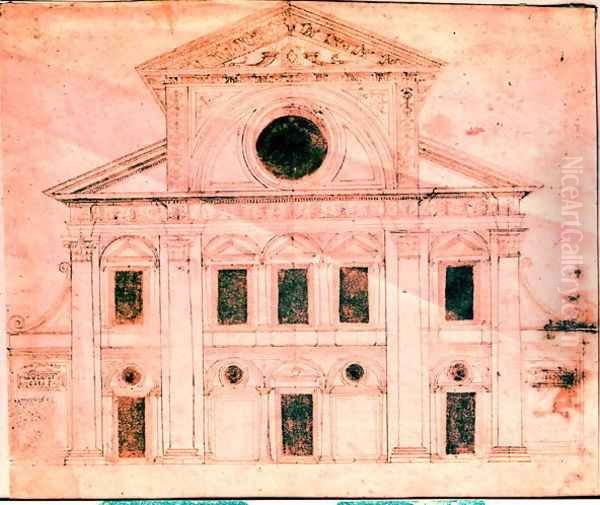 Design for the facade of a church Oil Painting by Donato Bramante