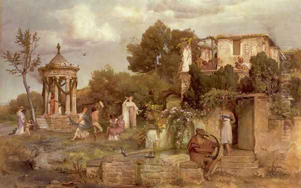 A Tavern in Ancient Rome 1867-68 Oil Painting by Arnold Bocklin