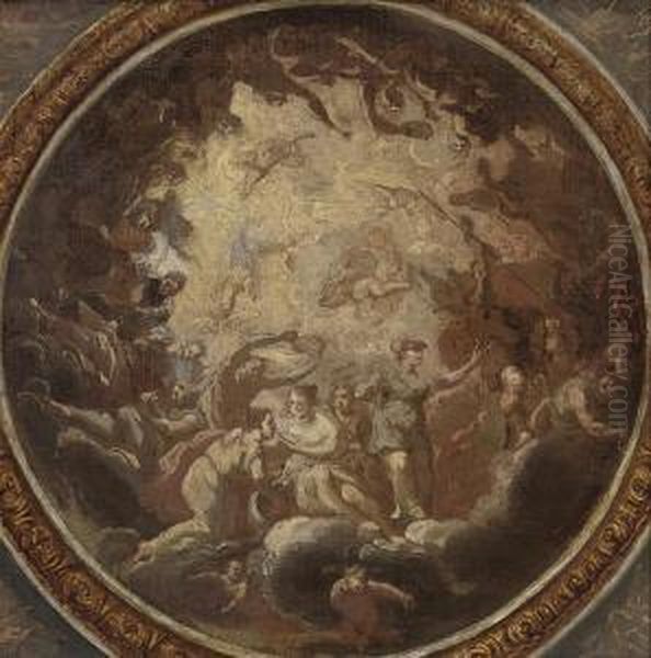 Allegory Of Peace: Study For A Ceiling Oil Painting by Antonio Verrio