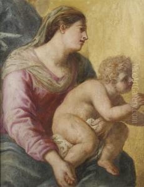 The Madonna And Child - A Fragment Oil Painting by Antonio Verrio