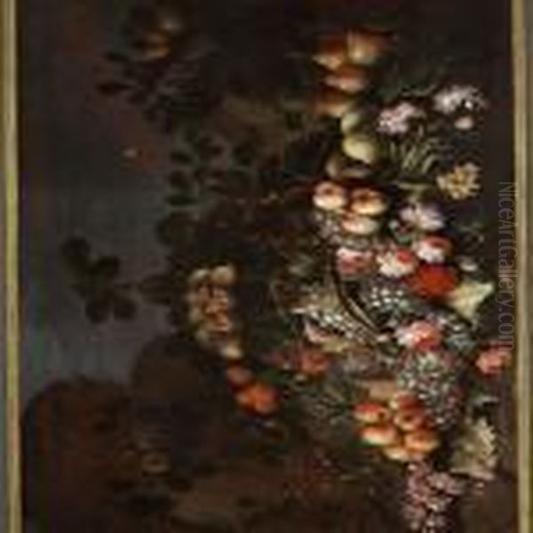 Still Life With Flowers And Fruit Oil Painting by Agostino Verrocchi