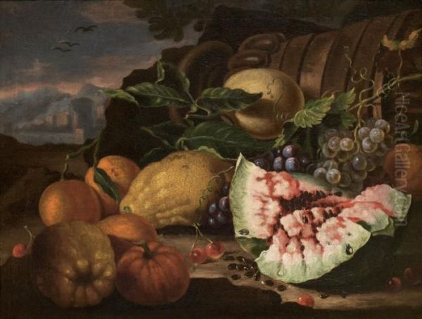 Nature Morte A La Pasteque Et Aux Fruits Oil Painting by Agostino Verrocchi