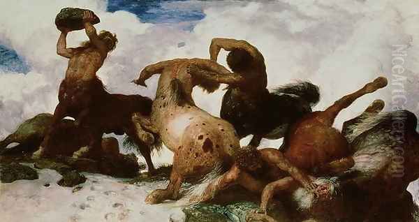 Battle of the Centaurs, 1873 Oil Painting by Arnold Bocklin