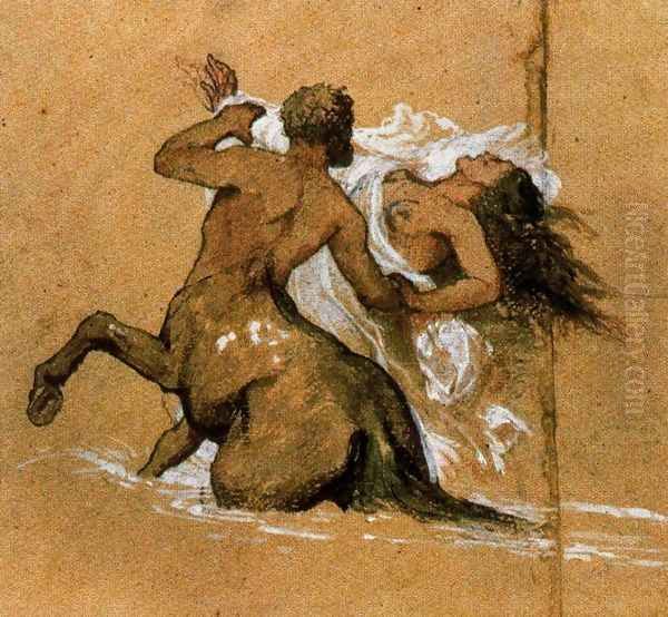 Centaur and nymph Oil Painting by Arnold Bocklin