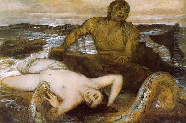 Triton and Nereid, 1877, Oil Painting by Arnold Bocklin