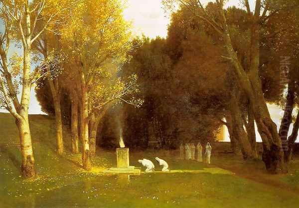 The Sacred Wood, 1882 Oil Painting by Arnold Bocklin