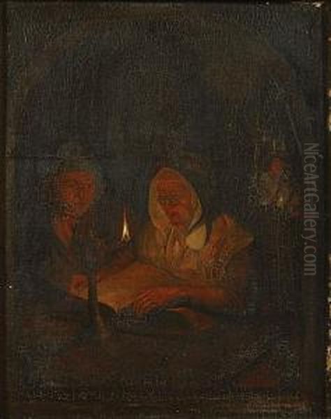 Koppel Bij Kaarslicht Oil Painting by Michiel Versteegh