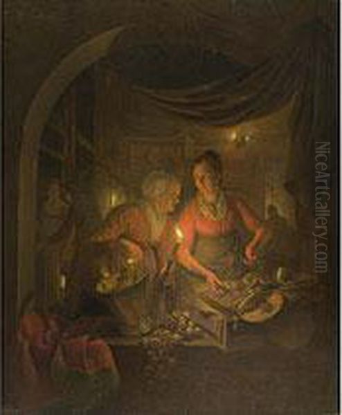 Interieur Mit Kuchenmagden Oil Painting by Michiel Versteegh