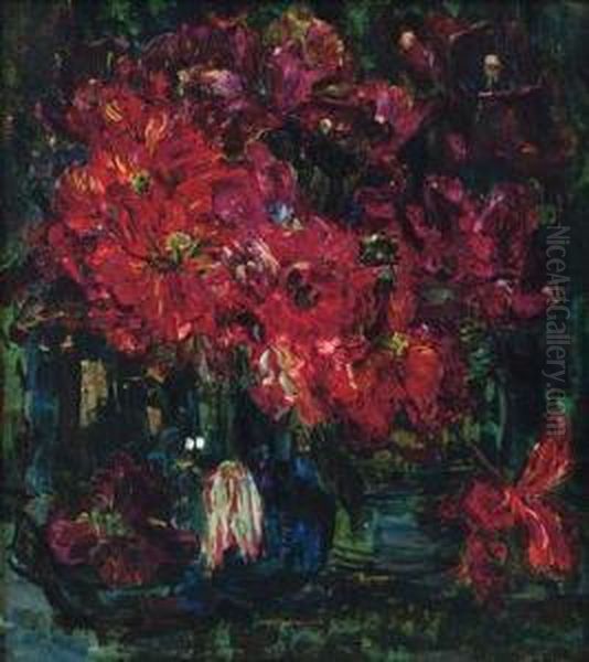 Tulpen: Still Life With Red Tulips Oil Painting by Floris Verster