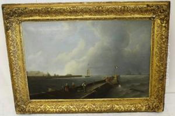 Bretonse Vissers Op Het Havenhoofd Oil Painting by S Vert