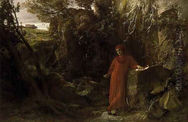 Petrarch to the fountain of Vaucluse Oil Painting by Arnold Bocklin