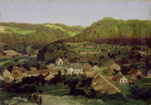 A View of the Village of Tenniken, 1846 Oil Painting by Arnold Bocklin