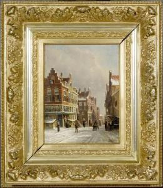 Town In Winter Oil Painting by Pieter Gerard Vertin