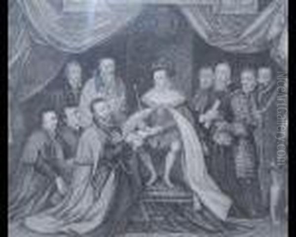 King Edward Vi, Who Is Thus Represented Giving The Charter To The Lord Mayor..... Oil Painting by George Vertue