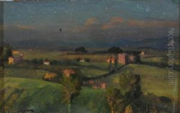 Campagna Romana Oil Painting by Achille Vertunni