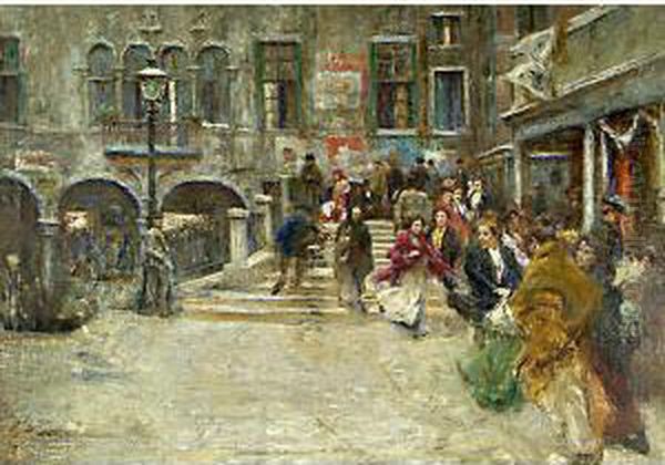 Ponte Santi Apostoli,venezia Oil Painting by Umberto Veruda