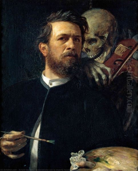 Self Portrait with Death Oil Painting by Arnold Bocklin