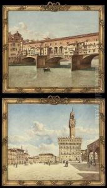 The Ponte Vecchio, Florence Oil Painting by Frans Vervloet