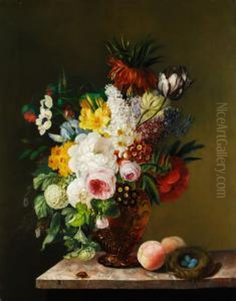 Grosses Blumenstillleben Oil Painting by Joannes Josephus Vervloet