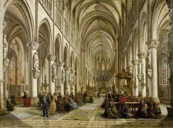 Interieur D'eglise Malinoise Oil Painting by Victor Vervloet