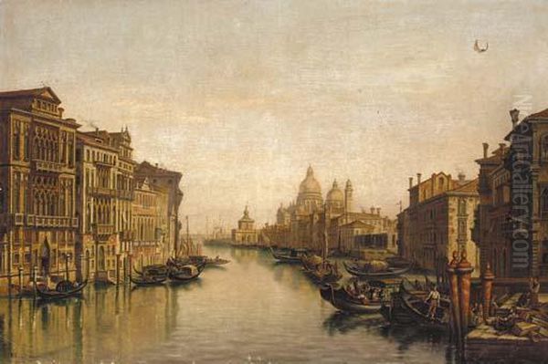 The Grand Canal, Venice, Santa Maria Della Salute, Beyond Oil Painting by Victor Vervloet