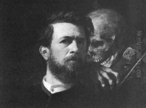 Self-portrait with Death Playing the Fiddle (detail) Oil Painting by Arnold Bocklin