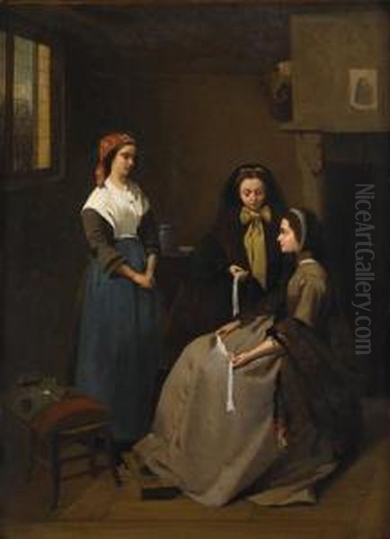 The Lace Sellers Oil Painting by Louis Charles Verwee