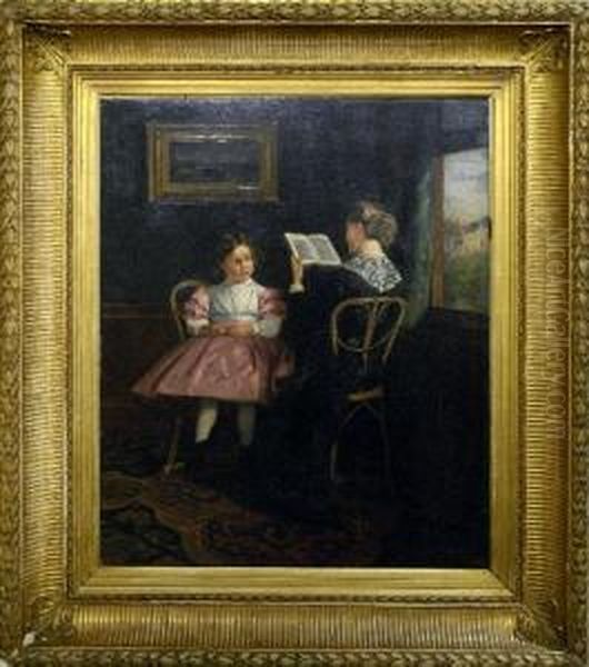 [la Lecture.] Oil Painting by Louis Charles Verwee