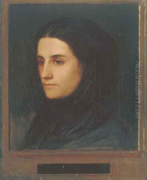 Angela Bocklin mit schwarzem Schleier 1854 Oil Painting by Arnold Bocklin