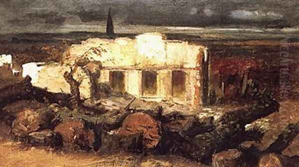 Bomb House Near Kehl, 1870 Oil Painting by Arnold Bocklin