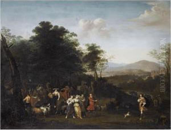 The Meeting Of Jacob And Laban Oil Painting by Francois Verwilt