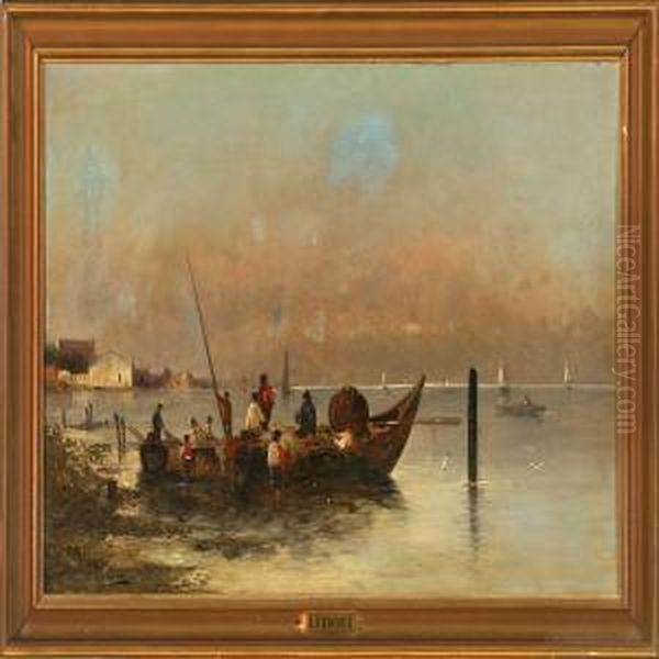 Fishing Boats Off The Dalmatian Coast Oil Painting by A. Vescovi