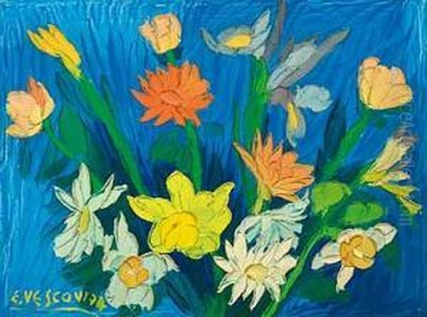 Flores Oil Painting by A. Vescovi