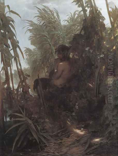 Pan im Schilf (Pan in the Reeds) Oil Painting by Arnold Bocklin